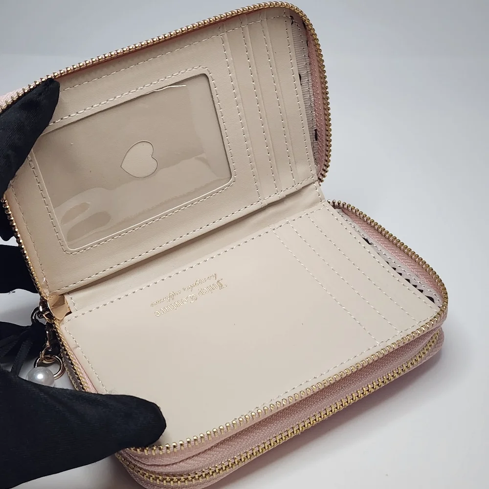 Juicy Couture Pink Velour Zip Wallet Rhinestone Logo Small Purse NWT Y2K Glam